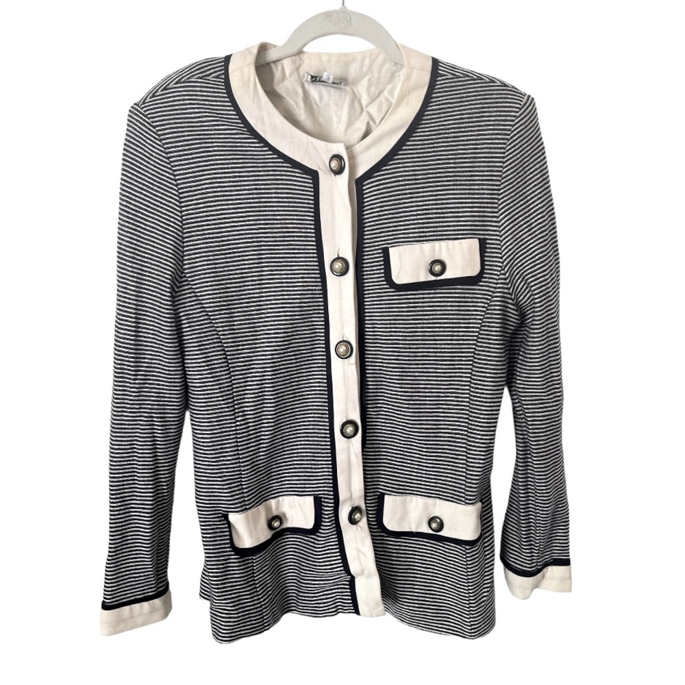 Vintage Nilani 80s Striped Button‎ Front Lady Jacket Cardigan
